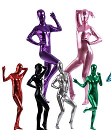 preiswerte -Glänzende Zentai-Anzüge Cosplay Kostüm Bodysuit Karnevalskostüm Ganzkörperanzug Herren Damen Sexy Kostüm Einfarbig Elasthan Latex Kostüm für Halloween