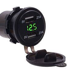 economico -Adattatore a presa USB doppia per caricabatterie auto - Impermeabile caricatore rapido 5V 4.2A per telefoni cellulari con voltmetro e fusibile da 10A per auto 12-24V barca moto