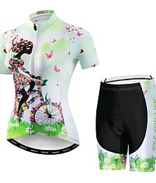 olcso -Női Keréspáros dzsörzé nadrággal Rövid ujjú Hegyi biciklizés Országúti biciklizés Sárga Arcpír rózsaszín Medence Virágos / Botanikus Bicikli Ruházat Légáteresztő Gyors szárítás Anatómiai tervezés