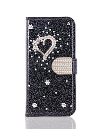 cheap -Phone Case For Samsung Galaxy S24 S23 S22 S21 S20 Plus Ultra A54 A34 A14 A73 A53 A33 Note 20 10 Wallet Case with Stand Holder Bling Rhinestone Heart Glitter Shine Flower PU Leather