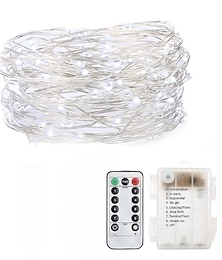 billige -elegante bryllupsmottak fest eventyrlys 5m 50 led batteridrevet med fjernkontroll timer vanntett kobbertråd blinkende lyssnorer for soverom innendørs utendørs bryllup sovesal dekorasjon