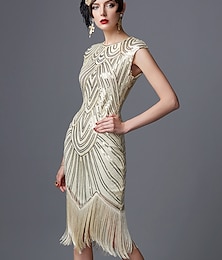 cheap -Roaring 20s 1920s Cocktail Dress Vintage Dress Flapper Dress Dress Halloween Costumes Prom Dresses Christmas Party Dress Knee Length The Great Gatsby Charleston Women's Sequins Wedding Party Wedding