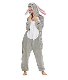 preiswerte -Junior Erwachsene Kigurumi-Pyjamas Nachtwäsche Tarnfarben Hase Kaninchen Tier Pyjamas-Einteiler Lustiges Kostüm Baumwollflanell Cosplay Für Herren und Damen Weihnachten Tiernachtwäsche Karikatur