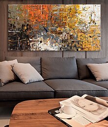 olcso -Hang festett olajfestmény Kézzel festett - Absztrakt Absztrakt tájkép Modern Anélkül, belső keret