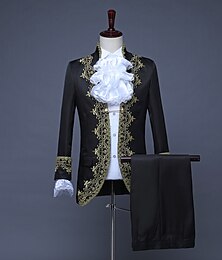 levne -Retro Rokoko Středověké Kabát Kalhoty Cirkusová bunda Princ Aristokrat Krajka Poskakující Úzký střih Tisk Maškarní kostým Pánské předvečer Všech svatých Plesová maškaráda Výkon Párty Business, obřad