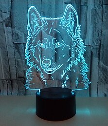 abordables -animaux loup 3d veilleuse tactile lampes de bureau 7 lumières de table à langer avec base acrylique plat abs&amp; chargeur USB