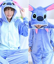 cheap -Adults' Cosplay Costume Party Costume Costume Cartoon Blue Monster Animal Onesie Pajamas Charm Chic & Modern Funny Costume Polyester Microfiber Cosplay For Women Men Male Halloween Animal Sleepwear