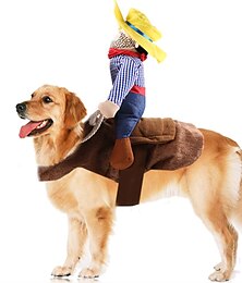abordables -Costume de cavalier de cow-boy pour chien - costumes de chien pour petits chiens ou chats, vêtements pour chiens de style chevalier avec poupée et chapeau pour la journée costume d'animal de