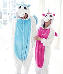 halpa -Aikuisten Kigurumi-pyjama Yksisarvinen Eläin Pyjamahaalarit Flanelletti Cosplay varten Miehet ja naiset Halloween Eläinten yöpuvut Sarjakuva