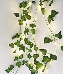 abordables -Guirlande lumineuse LED élégante pour réception de mariage, plantes artificielles, 2 m, feuille verte, pour la maison, mariage, extérieur, lierre, décoration, lampe suspendue, jardin, patio, cour