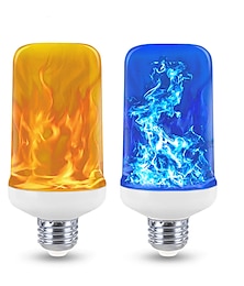 baratos -Lâmpada de efeito de chama led luzes de férias 4 modos luz azul amarela 6w e27 e26 base halloween natal decoração de casa luzes de decoração de jardim ac 85-265v