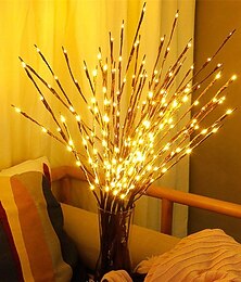 abordables -décor de noël 75cm branche de saule 20 leds led veilleuse flexible blanc chaud blanc multicolore jour d'action de grâce noël étanche fête décorative aa piles alimentées