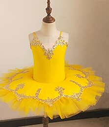 cheap -Ballet Dress Lace Sashes / Ribbons Pearls Girls' Training Performance Sleeveless Natural Mesh Sequined Milk Fiber
