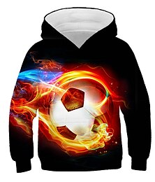 cheap -Boys 3D Football Hoodie Long Sleeve 3D Print Fall Winter Basic Polyester Kids 2-13 Years Outdoor Daily Indoor