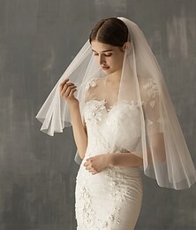 economico -2 strati Dolce Veli da sposa Velo corto (ai gomiti) con Tinta unita Tulle / Velo a goccia