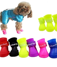 abordables -Perros Botas / Zapatos para perro Botas de lluvia Impermeable Color Sólido Estilo lindo Para mascotas Silicona Caucho PVC Negro