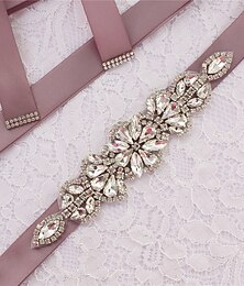 cheap -Satin / Tulle Wedding / Party / Evening Sash With Belt / Appliques / Crystals / Rhinestones Women's Sashes