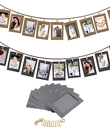 baratos -10 unidades de moldura para fotos diy, clipe de madeira, porta-fotos, decoração de parede para festa de formatura de casamento adereços de cabine fotográfica