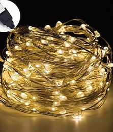 olcso -elegáns esküvői fogadás buli 1db 5m 50 led usb led zsinór vízálló led rézdrót zsinór ünnepi szabadtéri tündérfény karácsonyi parti esküvői dekorációhoz