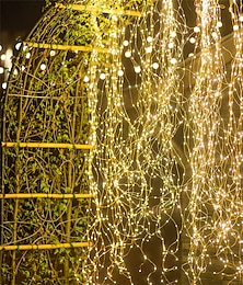abordables -navidad al aire libre cascada luz de cadena 10pcs x 2m 200led vines branch led string luz de hadas al aire libre jardín valla árbol led string fairy branch light