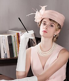 economico -Cappelli copricapo cilindro cappello in sinamay tea party spiaggia Kentucky Melbourne Cup elegante romantico britannico con fiore pizzo lato copricapo copertura per impressionare Dress Day