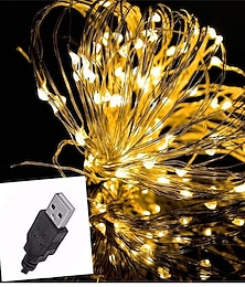 preiswerte -elegante Hochzeitsempfangsparty, 1 Stück LED-Lichterkette DC5V USB, 10 m, 100 LEDs, 10 m, wasserdicht für den Außenbereich, Weihnachtsfest, Hochzeitsparty, Girlandendekoration, Lichterkette
