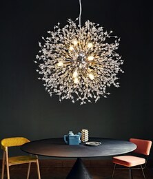 זול -12-Lights Modern Electroplated Globe Chandeliers Firework Led Nordic Style Pendant Lights Living Room Dining Room G9 Bulb Base
