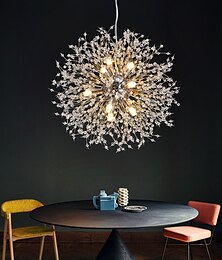 economico -Lampadari a globo placcati moderni a 12 luci fuochi d'artificio led luci a sospensione in stile nordico soggiorno sala da pranzo base lampadina g9