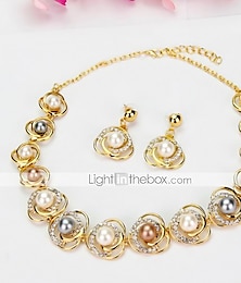 cheap -1 set Jewelry Set Bridal Jewelry Sets For Women's Christmas Wedding Party Evening Imitation Pearl Rhinestone Gold Plated Cut Out Precious / Gift