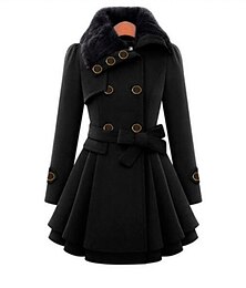 abordables -Mujer Abrigo Chaqueta casual Diario San Valentín Invierno Otoño Primavera Largo Abrigo Ajuste regular Mantiene abrigado Clásico Elegante Chaquetas Manga Larga Color sólido Con cinturón Color Camello