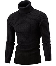 billige -Herre Turtleneck genser Genser Pullover genser Strikket genser Herre Turtle Neck Jumper Riflet Kabel Strikke Retro Elegant Fargeblokk Rullekrage Perlestrikk Kant Gensere Daglig Ferie Klær Vinter