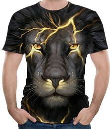 cheap -Men's T shirt Tee Tee Funny T Shirts Graphic Animal Lion Crew Neck Black Red Blue Purple Green 3D Print Plus Size Causal Daily Short Sleeve Print Clothing Apparel Streetwear Exaggerated