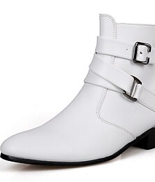 abordables -bottines à boucle blanche pour hommes - chaussures en similicuir élégantes et stylées pour les événements formels, les fêtes et le cosplay