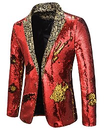 levne -disco blejzr 80. léta 20. století 2 barvy lesklý flitrový smoking slim fit límec s klopou obleky karnevalový kostým dospělý halloweenský karneval svatební párty klubový smoking