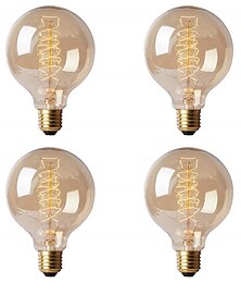 baratos -4 pcs retro edison lâmpada e27 220 v 40 w g80 filamento ampola lâmpada incandescente do vintage lâmpada edison