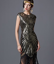 cheap -Roaring 20s 1920s Cocktail Dress Vintage Dress Flapper Dress Dress Prom Dress Prom Dresses Christmas Party Dress The Great Gatsby Charleston Women's Sequins Patchwork Wedding Party Wedding Guest Dress