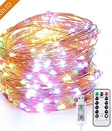 baratos -10m Conjuntos de Luzes Cordões de Luzes 100 LEDs SMD 0603 1 13 teclas de controle remoto 1pç Branco Quente Branco Multicolorido Dia de ação de graças Natal Decoração do casamento de Natal