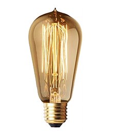 baratos -1 pc edison lâmpadas st58 40 w vintage antigo filamento de tungstênio lâmpadas incandescentes e26 / e27 base lâmpadas para iluminação pingente decorativo 220 v vidro âmbar