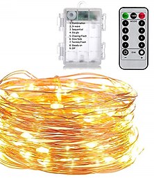 billige -5m lyssett lysstreng 50 lysdioder smd 0603 1 13keys fjernkontroll 1 sett varmhvit hvit flerfarget jul nyttårs vanntett fest dekorative aa batterier drevet