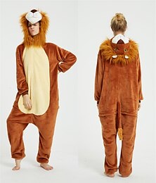 billiga -Vuxna Kigurumi-pyjamas Lejon Lappverk Onesie-pyjamas Flanelltyg Cosplay För Herr och Dam Halloween Pyjamas med djur Tecknad serie
