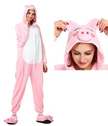 ieftine -Adulți Pijamale Kigurumi Purcel / Porc Animal Pijama Întreagă Costum amuzant Flanelă Cosplay Pentru Bărbați și femei Halloween Haine de dormit pentru animale Desen animat