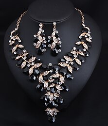 abordables -Nuptiales Parures 1 jeu Cristal Strass Alliage 1 Collier Boucles d'Oreilles Femme Gros Fantaisie Coloré Mignon Fantaisie Fleur Irrégulier Parure de Bijoux Pour Mariage Soirée