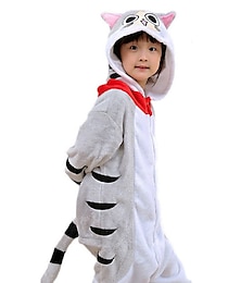 ieftine -Pentru copii Pijamale Kigurumi Pisici Tigru Animal Pijama Întreagă Costum amuzant Flanelă Cosplay Pentru Baieti si fete Halloween Haine de dormit pentru animale Desen animat