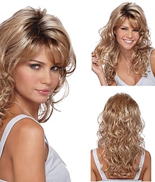 abordables -Perruque Synthétique Bouclé Coupe Asymétrique Fabriqué à la machine Perruque Blond Longue Blond Cheveux Synthétiques 27 pouce Femme Blond / Usage quotidien