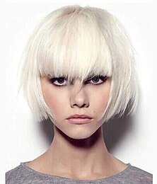 economico -parrucche bianche per le donne parrucca sintetica kinky straight bob parrucca pettinata corta capelli sintetici bianchi 7 pollici parrucche da festa di natale bianche da donna