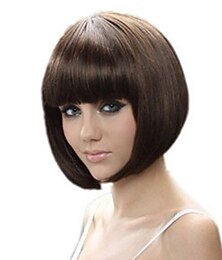 abordables -Perruque Synthétique Droit Bob Coupe Carré Coupe Droite Fabriqué à la machine Perruque Court Marron Cheveux Synthétiques 13 pouce Femme Meilleure qualité Marron / Usage quotidien