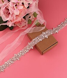 cheap -Satin Wedding / Party / Evening Sash With Belt / Crystals / Rhinestones Women's Sashes