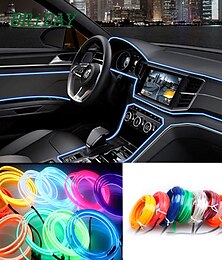 voordelige -1 Set Multi-Color Car Interior LED Strip Lights EL Wires Flexible Ambient Lighting With Cigarette Drive Controller 8 Colors 12V