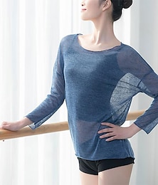 preiswerte -atmungsaktives Ballett-Top mit geteiltem Gelenk für Damen, Training, langärmlig, Modal