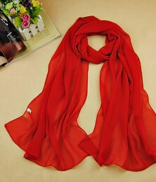 cheap -Women's Chiffon Scarf Dailywear Daily Date Red Pink Scarf Pure Color / Basic / Fall / Winter / Spring